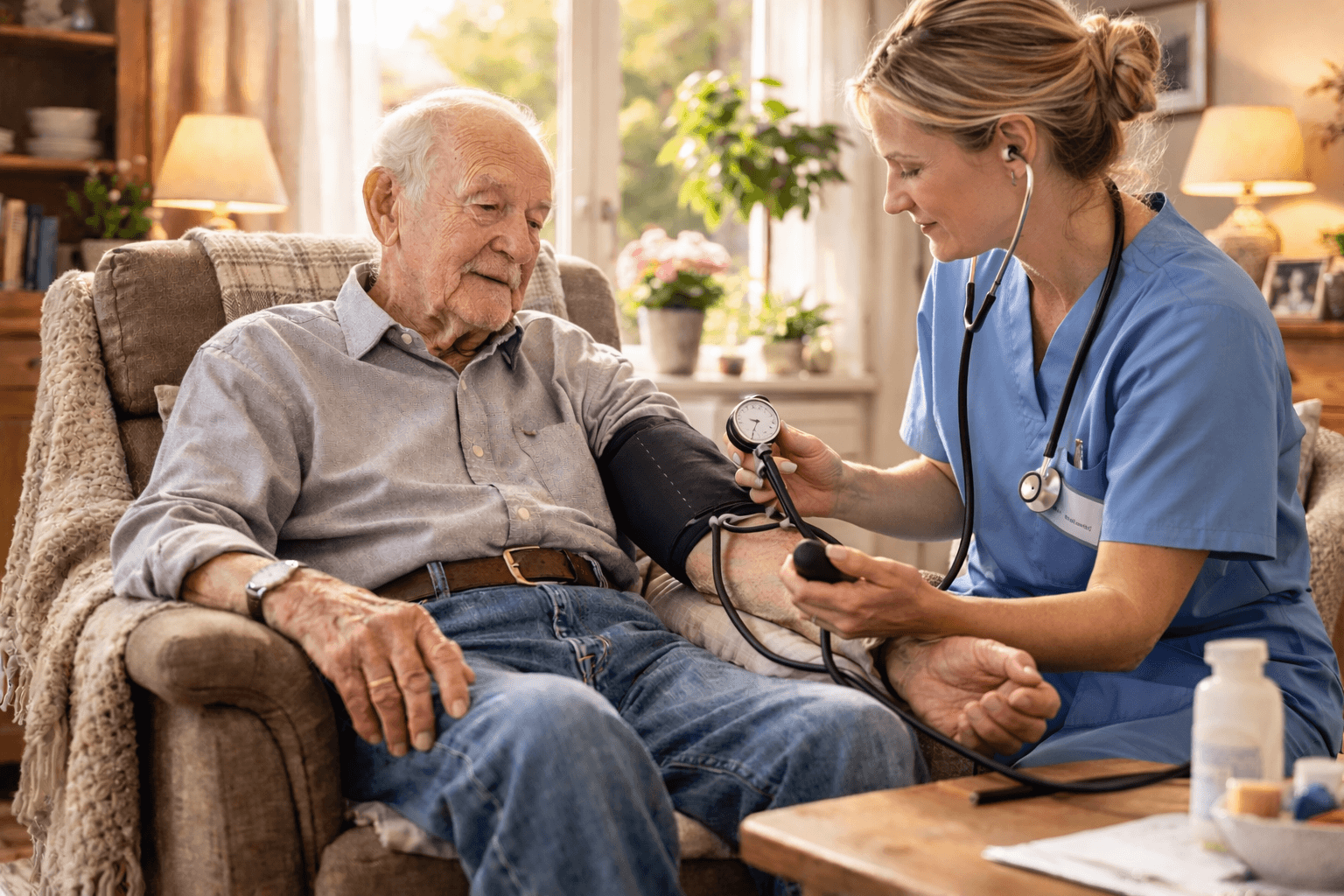 Blutdruckmessung im Betreuungsalltag